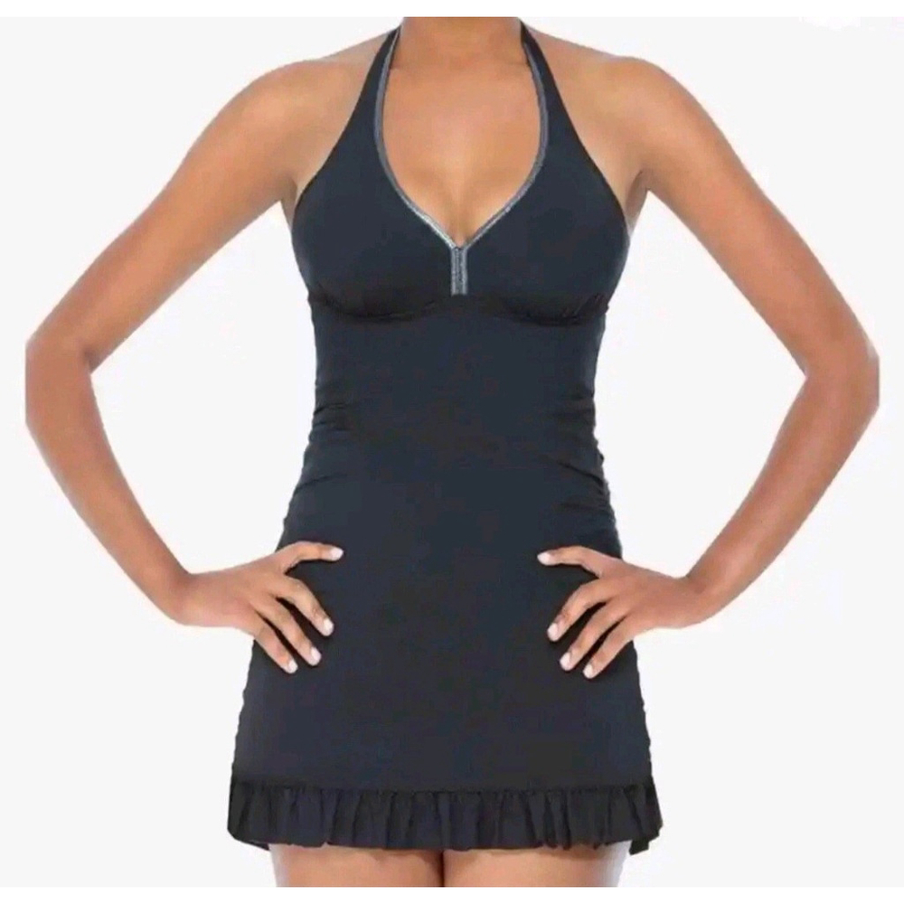 Black Halter Swimdress One-Piece